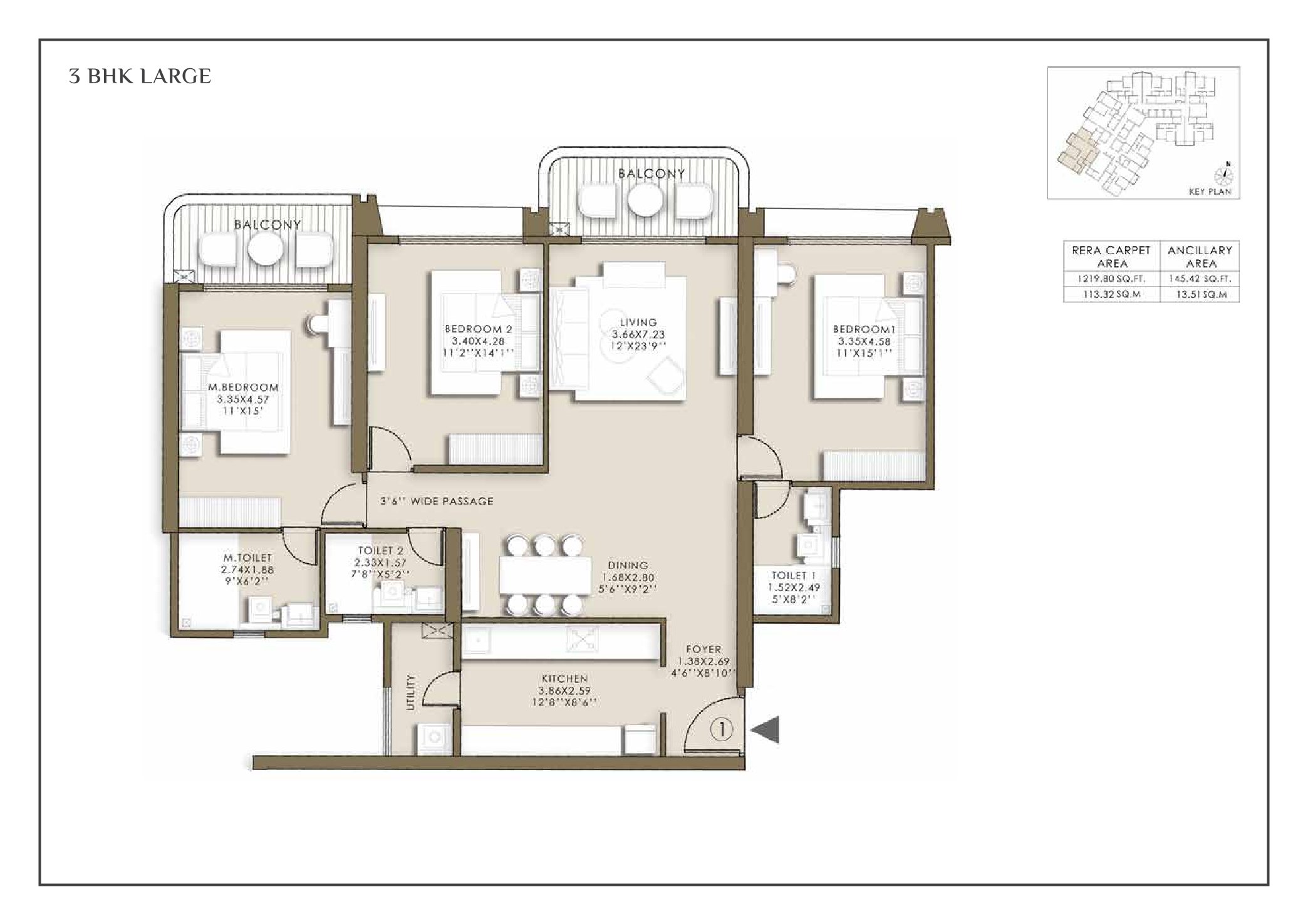 3+3 BHK Floor Plan